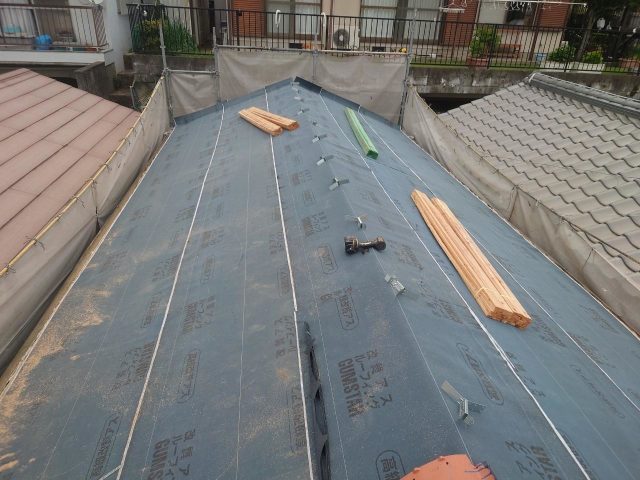 稲美町で新しく敷かれたルーフィング